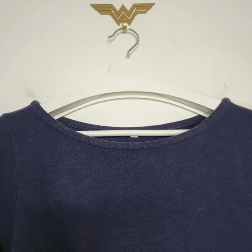 J.CREW Shift Dress Maritime Colorblock Small Cotton‎ Slub 3/4 Sleeve Drop Waist